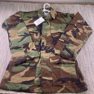 US Military BDU Combat Coat Woodland Camo Ripstop Jacket XS Regular